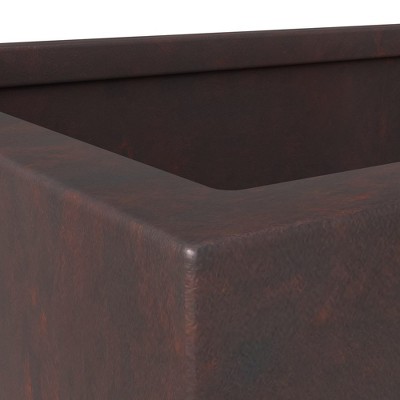 Extra Large Rectangular Brown Fiberstone Planter with Drainage Holes
