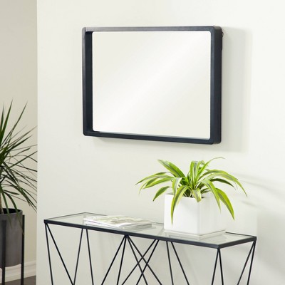 Elegant Matte Black Solid Wood Rectangular Wall Mirror 24" x 36"