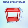 Vynxaria Folding Service Cart with Wheels - Portable 2-Tier Trolley for Home & Business - 4 of 4