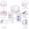 Girls' Vanity Table and Chair Set with Mirror and Drawer, Wooden Makeup Playset for Children, Perfect for 3-9 Yr Kids, White - 2 of 4