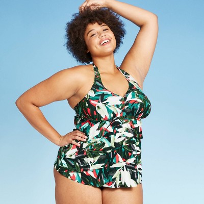 plus size ruffle top swimsuit