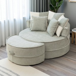 36.8" Teddy Fabric Modern Lounge Chair with Solid Wood Frame - 1 of 4