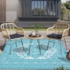 Outdoor Patio Rug Waterproof Reversible Carpet Vintage Boho Medallion Rug Plastic Straw Rug - 3 of 4