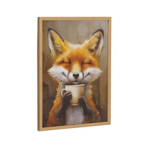 Kate & Laurel All Things Decor 12"x16" Gallery Happy Fox Traditional Coffee Tea Cup Print by The Creative Bunch Studio Gold - 1 of 4
