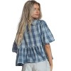 Women's Gauze Plaid Bow Blouse - Blue Buttercup - 3 of 3