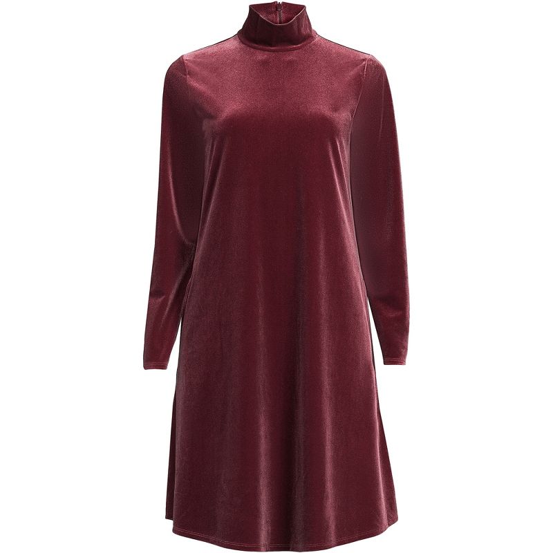 Lands' End Women's Long Sleeve Velvet Turteneck Dress, 3 of 5