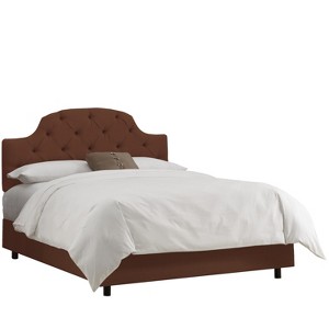 California King Upholstered Curved Tufted Bed Linen Chocolate - Skyline Furniture, Linen Brown