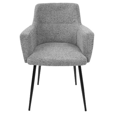 Gray Faux Leather Upholstered Arm Chair with Wood and Metal Frame