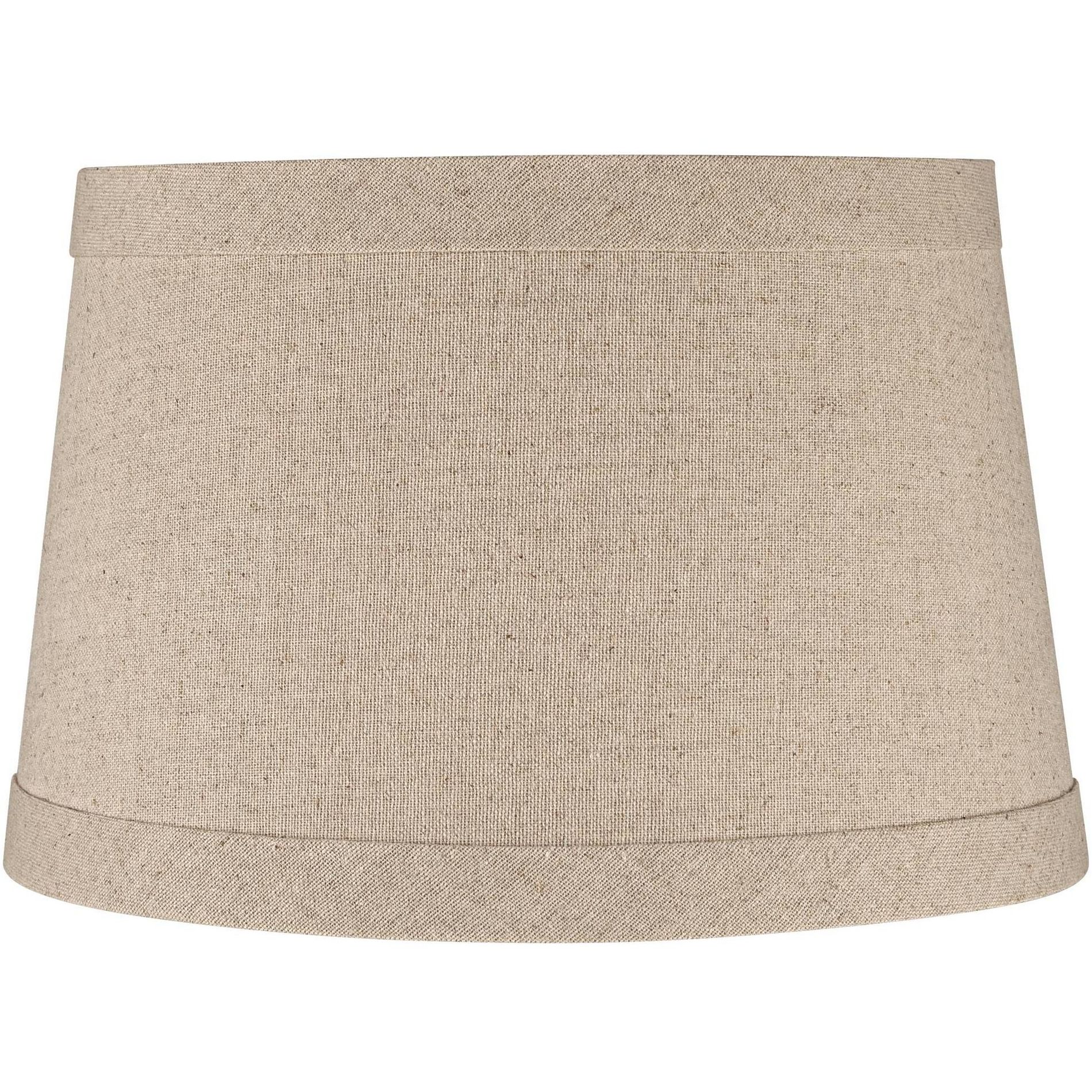 Springcrest Natural Linen Small Drum Lamp Shade 10" Top x 12" Bottom x 8" High (Spider) Replacement with Harp and Finial