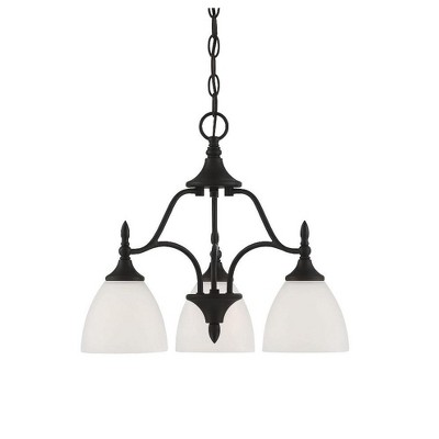 Herndon Satin Nickel 3-Light Chandelier with Frosted Glass Shades