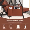 Tangkula 3-Seat Patio Swing w/ Canopy & Removable Cushions & Side Pockets Stand - 3 of 4