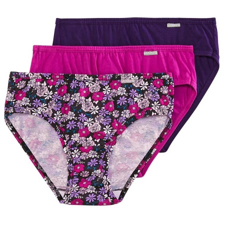 Jockey Womens Plus Size Elance Bikini 3 Pack Underwear Bikini Briefs 100%  cotton 9 Formation Fuchsia/Fuchsia Meadow/Plum Pudding
