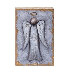 Transpac Hand Painted Textured Angel Wood Block Tabletop Sign for Christmas Indoor Decor and Elegant Gift Giving - 1 of 4