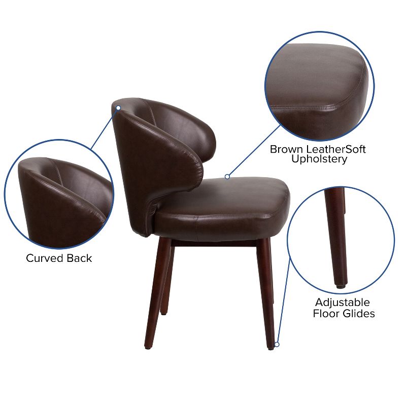 Flash Furniture Comfort Back Series Side Reception Chair with Walnut Legs, 4 of 12