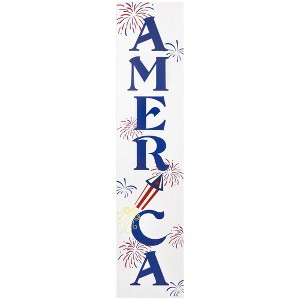 Northlight Patriotic "America" Fireworks Wooden Porch Board Sign Decoration - 36" - 1 of 4