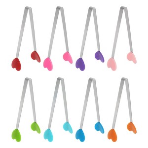 Unique Bargains Stainless Steel Silicone Tips Cooking Grilling Food Tongs 8 Pcs - 1 of 4