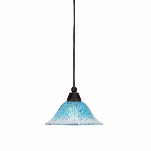 Toltec Lighting Any 1 - Light Pendant in  Dark Granite with 10" Teal Crystal Shade - 1 of 1