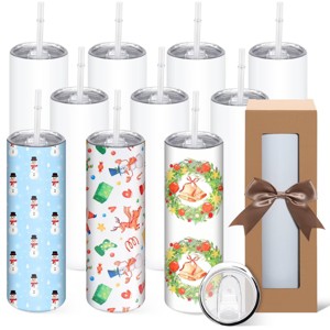 HOMDOX 10 Pack 30/20 oz Sublimation Tumblers Blanks w/Straight Tube Design|Dual-Walled Stainless Steel Tumbler for Heat Transfer DIY Gifts - 1 of 4