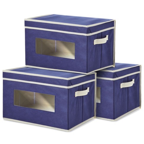 Durable Folding Storage Bins Organizer 2 Tier,Stackable Bins with