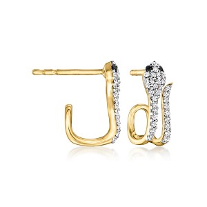 Ross-Simons 0.20 ct. t.w. Black and White Diamond Snake Earrings in 18kt Gold Over Sterling - 1 of 3