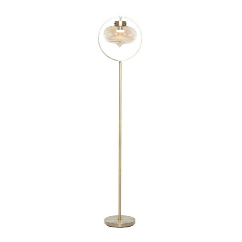 Dakota Fields Menahan Metal Floor Lamp with Glass Globe Shade