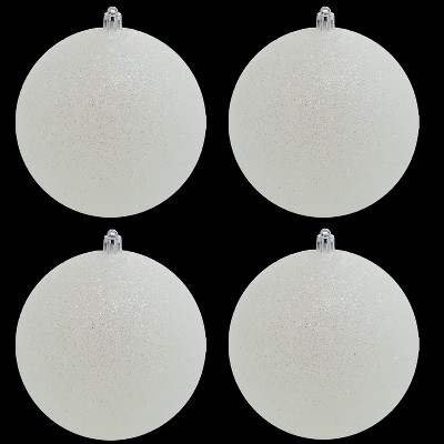 4E's Novelty 4 Pack 4’’ Snowball Ornaments - Iridescent, shatterproof Christmas decor for white holiday themes, tree ornaments, and winter accents.