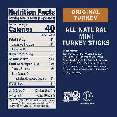 Archer Jerky Original Turkey Mini Meat Sticks - 5g Protein - 3.68oz/8ct