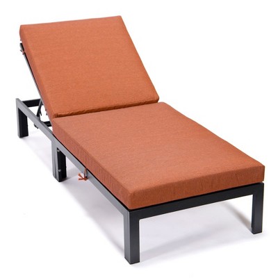 LeisureMod Chelsea Modern Outdoor Patio Lounge Chairs with Black Frame