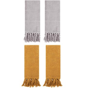 REGALWOVEN Solid Cotton Bathroom Hand Towel with Tassel 4 Pack - 1 of 4