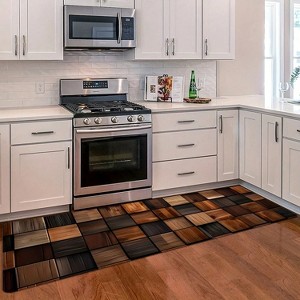 Chery Life Retro Wood Grain Kitchen Mat Set - Soft, Non-Slip - 1 of 4