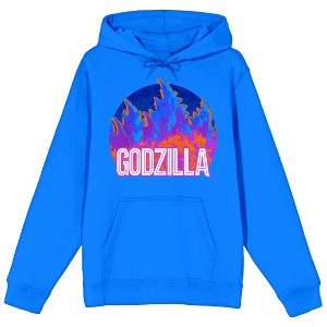 Godzilla Vs. Kong The New Empire Neon Godzilla Art Long Sleeve Royal Blue Adult Hooded Sweatshirt - 1 of 3