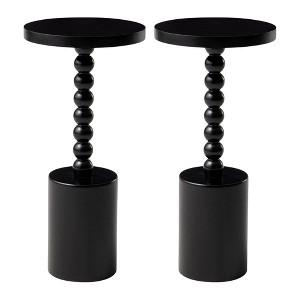 COZAYH Farmhouse Pedestal Side Table for Living Room & Bedrooms, Black, Set of 2 - 1 of 4