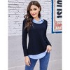 Clearlove Women's Casual Contrast Collar Shirt Long Sleeve Slim Fit Tunics Top - 2 of 4