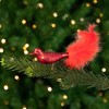 Northlight Glitter Winged Bird with Tail Clip On Glass Christmas Ornament - 5.5" - Red Orange - 2 of 4