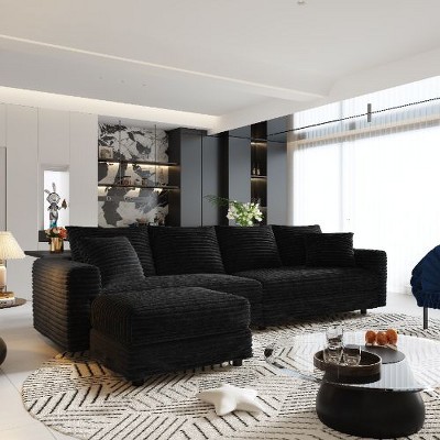 Kumasinova Corduroy Cloud Sofa with Cushions, Convertible Sofa Lounge Chair, Plush Modern 4-Seat Sofa, Easy Assembly, Couches for Living Room