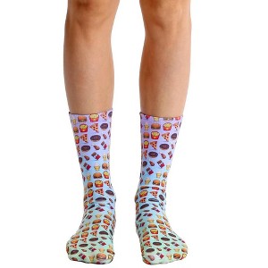 Living Royal Living Royal Photo Print Crew Socks: Food Emoji - 1 of 2