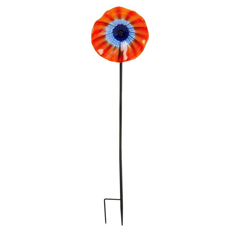 Wind & Weather 8" Handcrafted Blown Glass Flower With Metal Garden Stake, 1 of 2