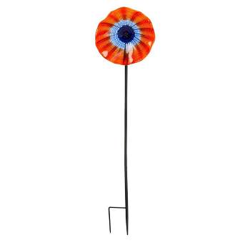 Wind & Weather 8" Handcrafted Blown Glass Flower With Metal Garden Stake