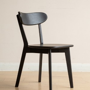 Dining Chair, FAS Grade Solid Oak Wood, North American Sourced, Simple & Natural,Black -- Frevyn - 1 of 4