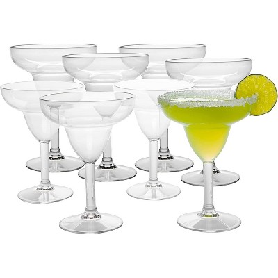 Clear Tritan Unbreakable Stemmed Margarita Glasses Set of 8