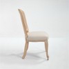 Gulches Set of 2 French Country Dining Chairs, Beige Cotton Linen Upholstery with Natural Rattan Fan Back, Carved Solid Wood Frame - 3 of 4