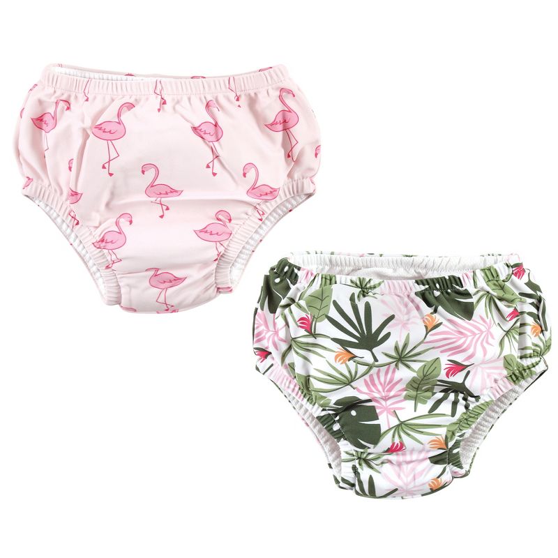 Hudson Baby Infant Girl Swim Diapers, Flamingo Tropical, 1 of 5