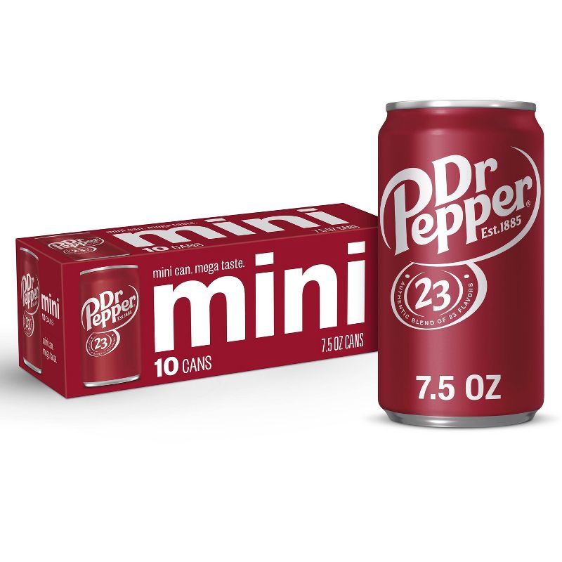 Dr Pepper Soda - 10pk/7.5 fl oz Mini Cans, 1 of 8