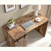 Gulches Home Office Desk with Distressed Wood Finish 1 Cabinet (Faux Barn Door on Metal Euro Hinges), 3 Shelves (2 Removable) - 4 of 4