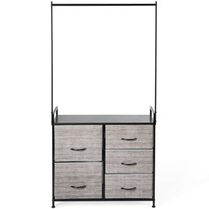 Tangkula Dresser Storage Tower Closet Organizer w/ 5 Drawers Metal Frame Wooden Top - 1 of 4