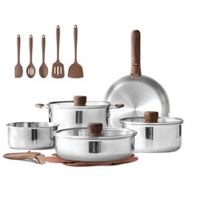 Itopfox 19-Piece Stainless Steel Cookware Set with Detachable Handles, Induction-Compatible Pots and Pans for Kitchen, RV, and Camping, Oven Safe - 1 of 4
