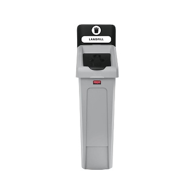 Rubbermaid Slim Jim Single-Stream Landfill Recycling Station 23-Gallon Gray/Black (2185053)