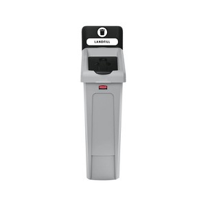 Rubbermaid Slim Jim Single-Stream Landfill Recycling Station 23-Gallon Gray/Black (2185053) - 1 of 4