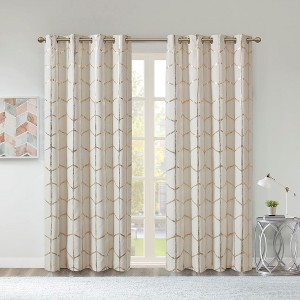 MAYEERTY 2 Pcs Window Panels Total Blackout Metallic Print Grommet Top Curtain Panel Pair - 1 of 4