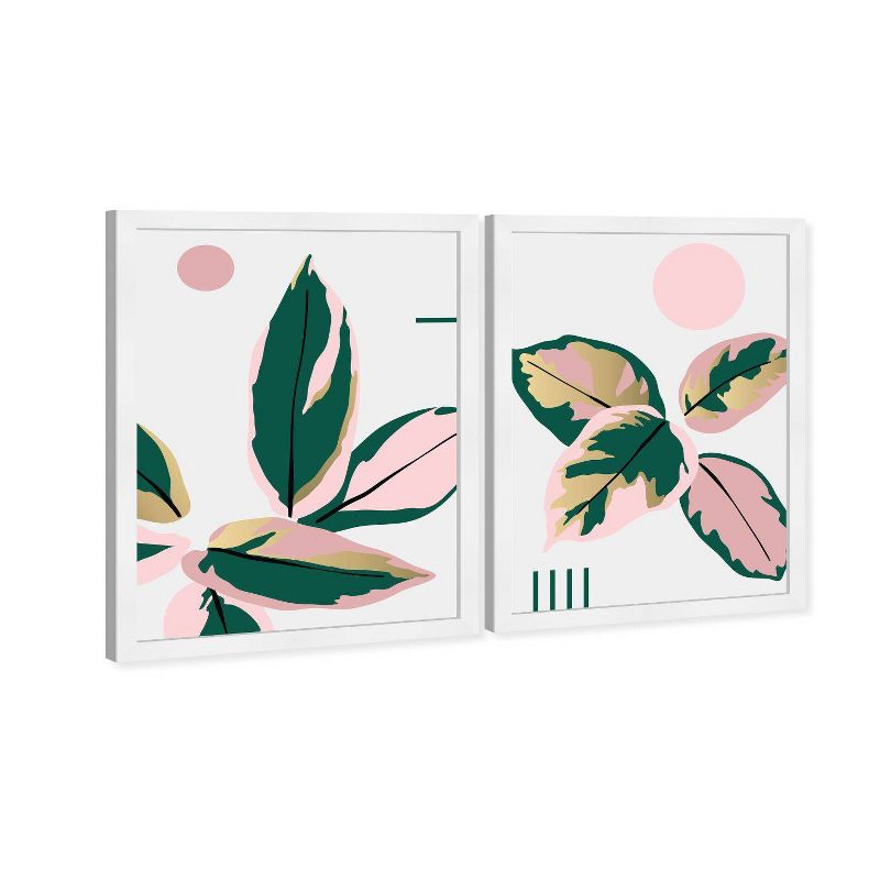 15&#34; x 21&#34; (Set of 2) Blush Leaves Floral and Botanical Framed Wall Art Prints Pink - Wynwood Studio, 3 of 8